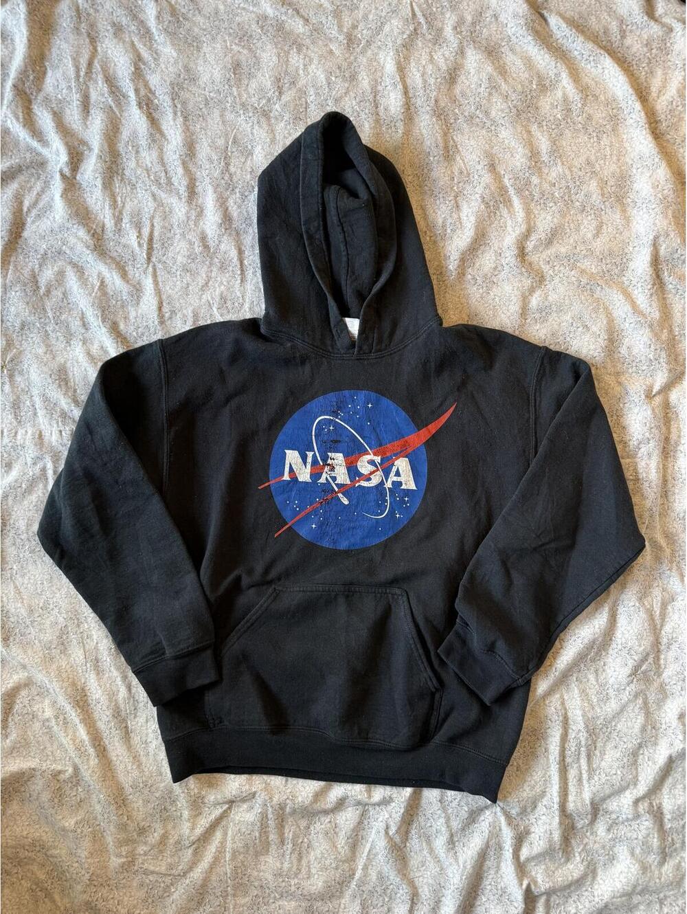 Gildan Heavy Blend NASA Logo Black Hoodie Sweatshirt Medium